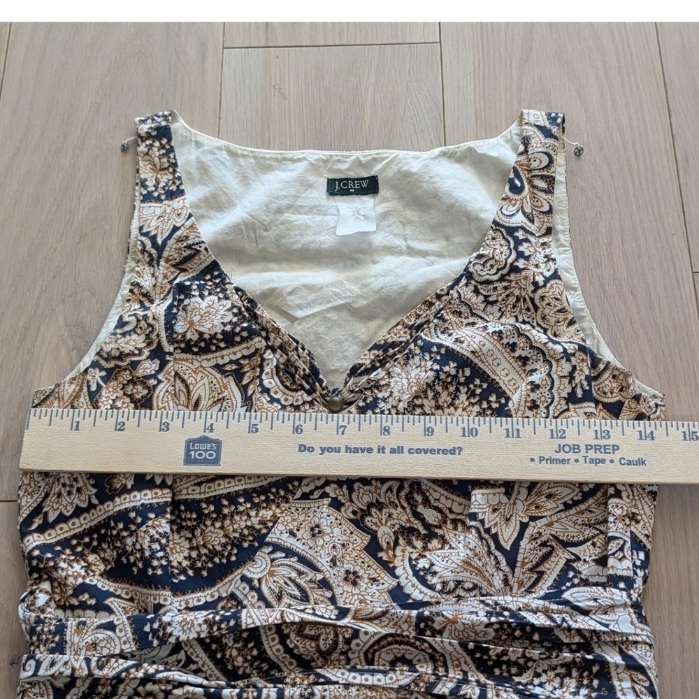 J.Crew Paisley Fit & Flare Dress | Navy & Ivory | V-Neck | Classic Preppy - Picture 9 of 13